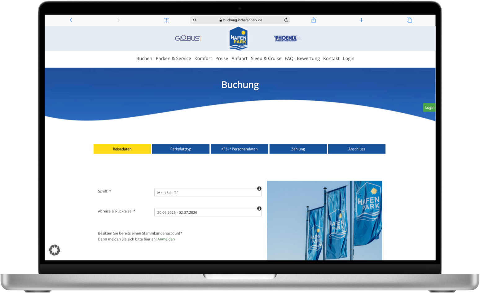 Screenshot der Webseite Ihr Hafen Park